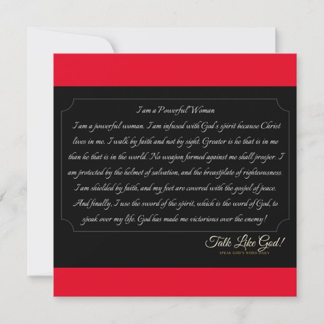 Carte De Remerciements Red Powerful Woman Affirmation Card (Devant)