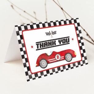 Carte De Remerciements Red Race Car Deux Fast Boy Anniversaire Party