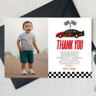 Carte De Remerciements Red Racecar Race Car Custom Photo Anniversaire