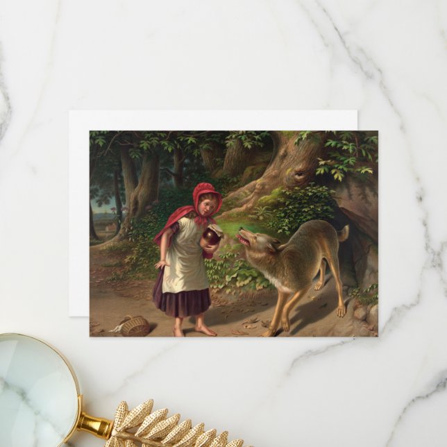 Carte De Remerciements Red-Ridinghood et le loup par William Beard (Devant/Arrière en situation)