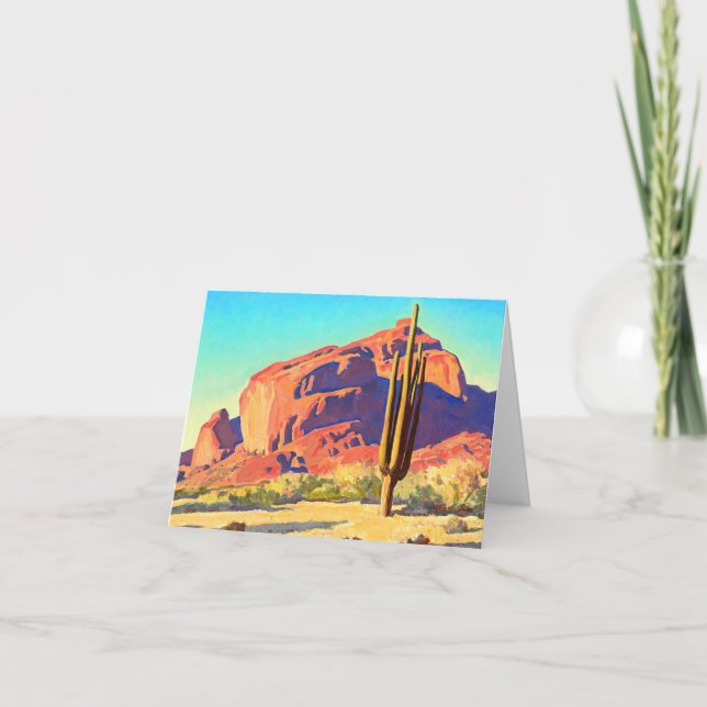 Carte De Remerciements Red Rocks and Cactus par Maynard Dixon (Devant)