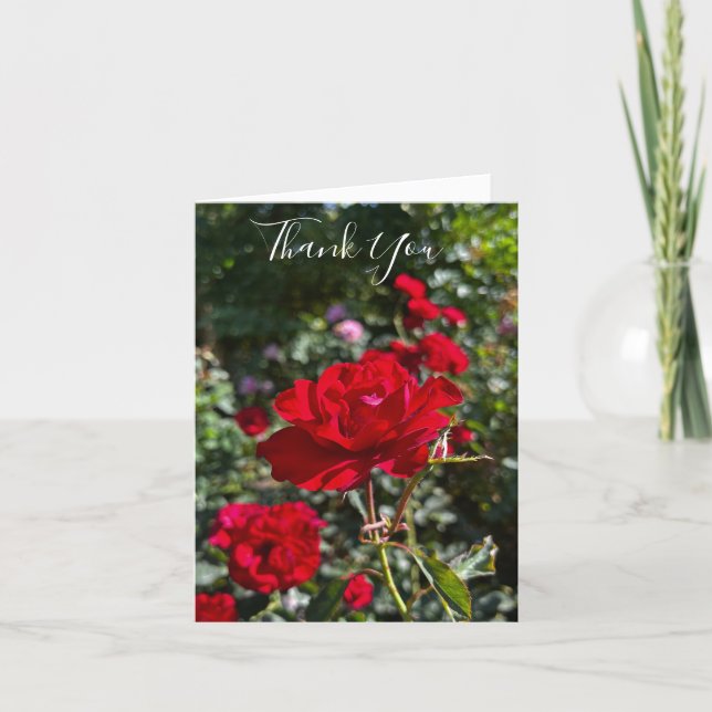 Carte De Remerciements Red Rose Photography Folded Thank You Card  (Devant)