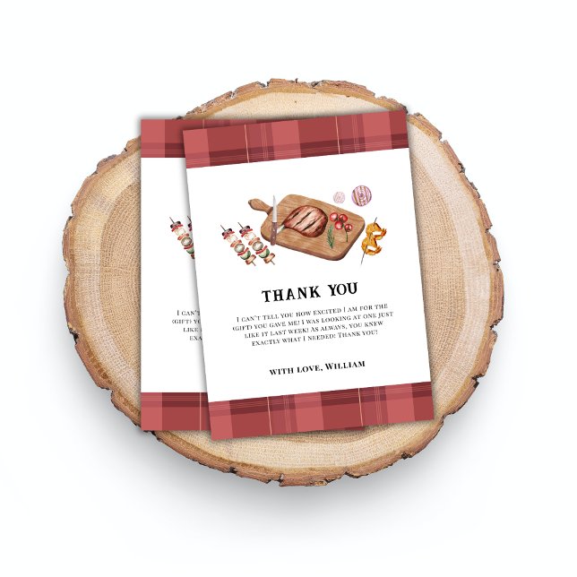 Carte De Remerciements Red Rustic Plaid Country Baby Q Baby shower (Red Rustic Plaid Country Baby Q Baby Shower Thank You Card)