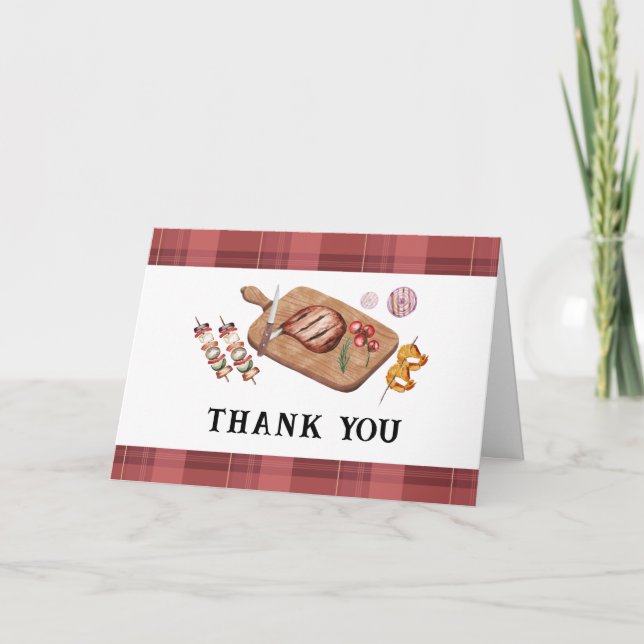 Carte De Remerciements Red Simple Plaid Country Baby Q Baby shower (Devant)