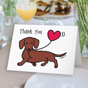 Carte De Remerciements Red Smooth Haired Dachshund Souriant