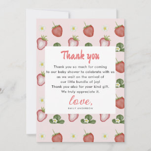 Carte De Remerciements Red Strawberr Sweet Appréciation fille 1er anniver