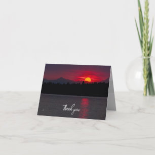 Carte De Remerciements Red Sunset Olympic Mountains All Occasion Blank