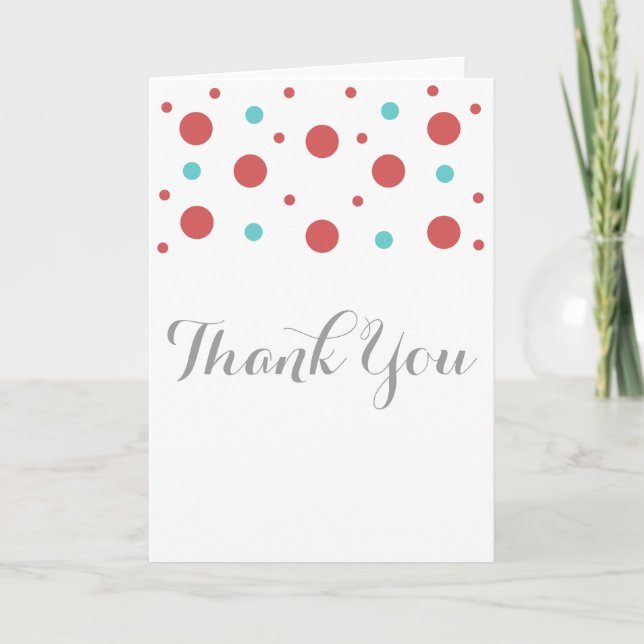 Carte De Remerciements Red Teal Confeti (Devant)