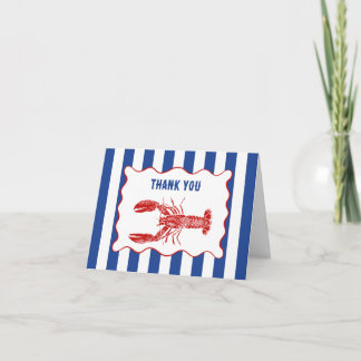 Carte De Remerciements Red, White and Blue Nautical Lobster