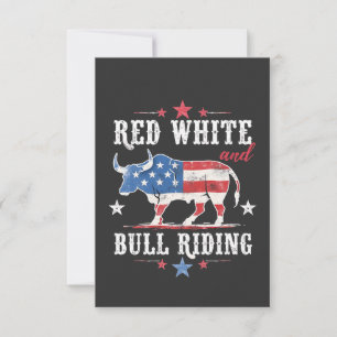 Carte De Remerciements Red White et Bull Riding American Cowboys