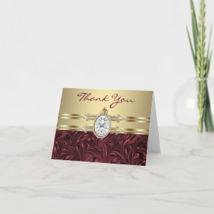 Carte De Remerciements Red Wine Burgundy Gold Thank