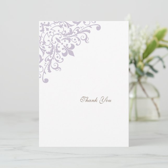 Carte De Remerciements Régence Française Purple Fleur de Lis Mariage Moti (Debout devant)
