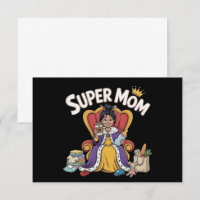 Reine Super Maman Assise sur un Trône Dessin Animé