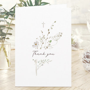 Carte de remerciements religieux bouquet fleur sau