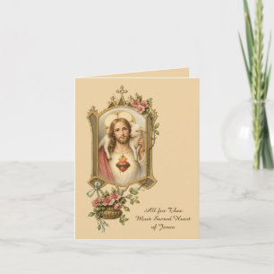 Carte De Remerciements Religieux Catholique Jésus Sacré Coeur Traditionne