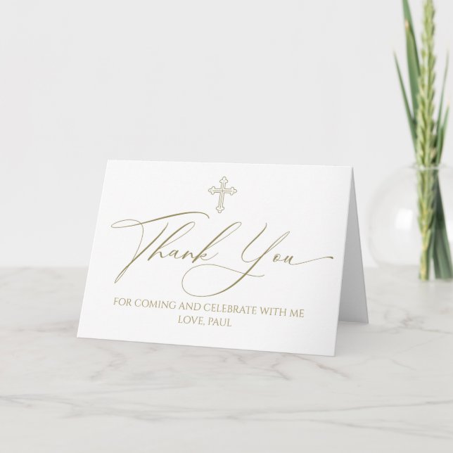 Carte De Remerciements Religious white and gold thank you card (Devant)