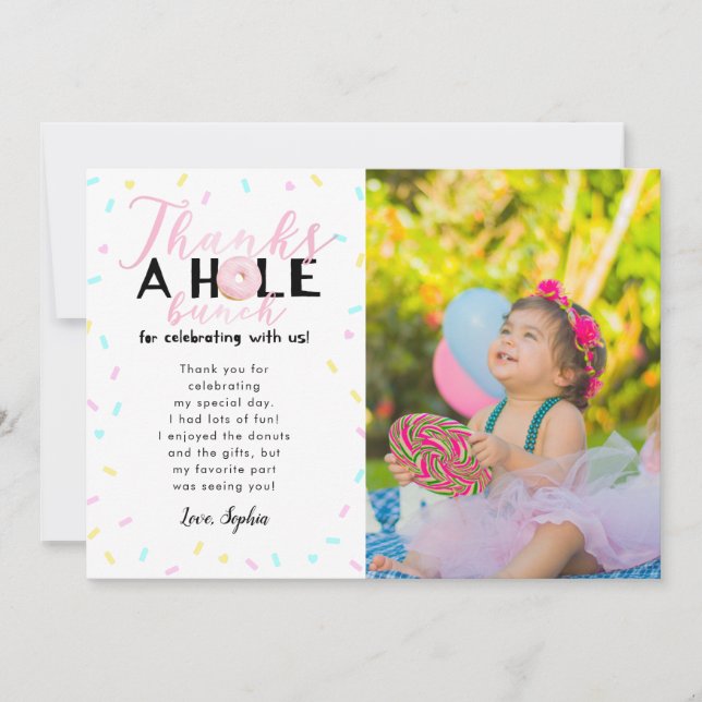 Carte De Remerciements Remercie une photo entière de fête d'anniversaire (Devant)