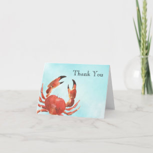 Carte De Remerciements Remerciement aquarelle crustacés crabe