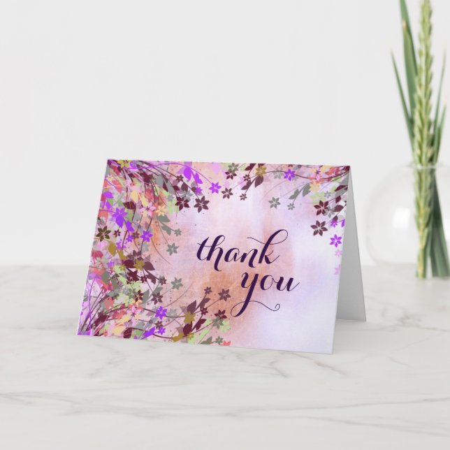 Carte De Remerciements Remerciement Aquarelle Florale Chic Féminin Mariag (Devant)