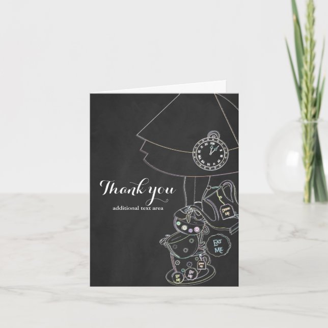 Carte De Remerciements Remerciement avec croquis sur tableau noir d'Alice (Devant)