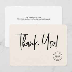 Carte De Remerciements Remerciement avec logo personnalisé de la part d'u