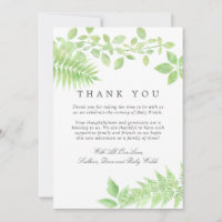 Remerciement Baby Shower Aquarelle Verdure