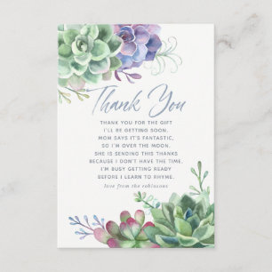 Carte De Remerciements Remerciement Baby Shower Cactus Succulentes Aquare