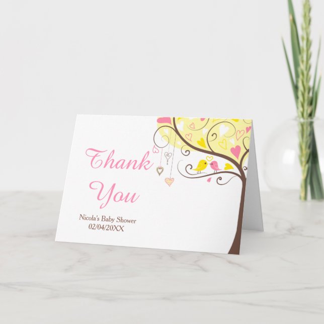 Carte De Remerciements Remerciement Baby Shower Fleurs Jaunes et Roses Oi (Devant)