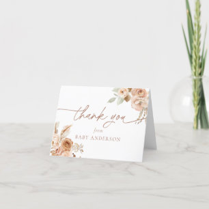 Carte De Remerciements Remerciement Baby Shower Herbe de Pampa Bohème