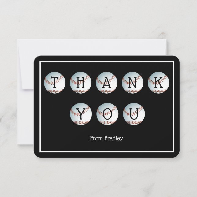 Carte De Remerciements Remerciement Baseball Personnalisé (Devant)