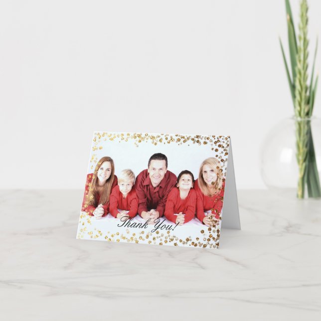 Carte De Remerciements Remerciement Bokeh Ombré Pailleur Faux Or (Devant)