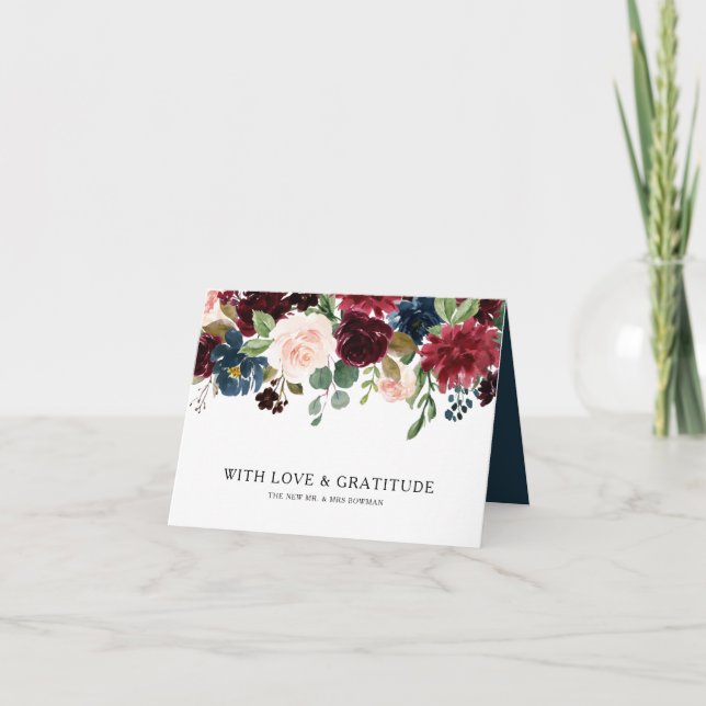 Carte De Remerciements Remerciement bordeaux éblouissant rustique d'autom (Devant)