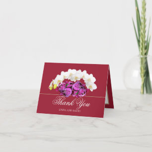 Carte De Remerciements Remerciement botanique d'orchidée blanche et de pi