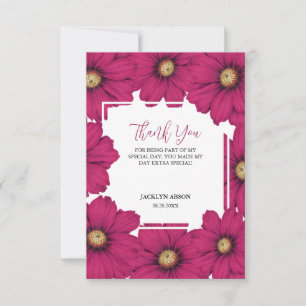 Carte De Remerciements Remerciement Botanique Floral Cosmos Magenta Chic