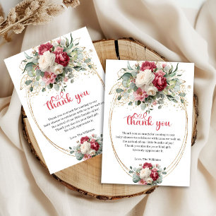 Carte De Remerciements Remerciement Chic pour Baby Shower avec Roses Roug