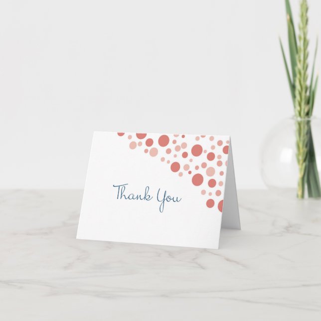 Carte De Remerciements Remerciement Confetti Corail (Devant)