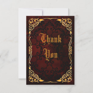 Carte De Remerciements Remerciement d'anniversaire encadré or gothique