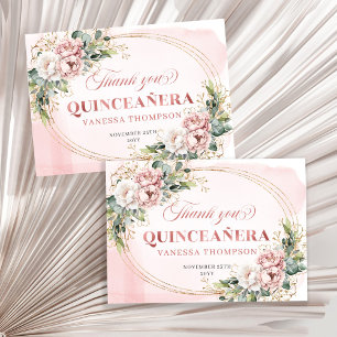 Carte De Remerciements Remerciement de 15e anniversaire floral Boho Rose 
