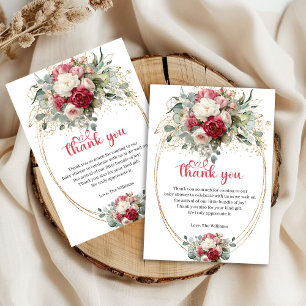 Carte De Remerciements Remerciement de Baby Shower Bohemian Rouge Blanc O