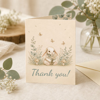 Carte De Remerciements Remerciement de Baby Shower Bunny Woodland