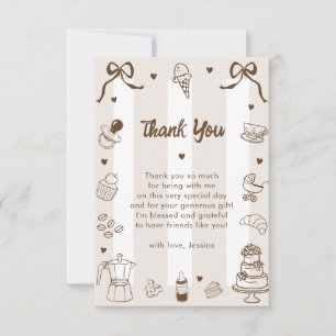 Carte De Remerciements Remerciement de Baby Shower Café Bébé dessiné à la