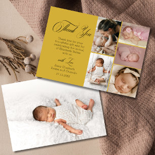 Carte De Remerciements Remerciement de Baby Shower Chic Gold Six Photo
