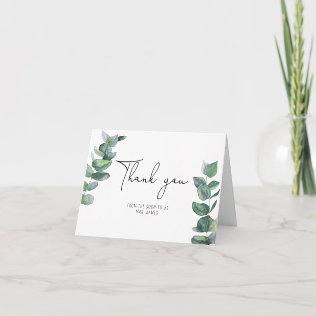 Carte De Remerciements Remerciement de baby shower de branche d'eucalyptu (Devant)