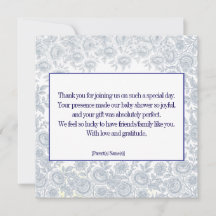 Remerciement de Baby Shower élégant vintage bleu T