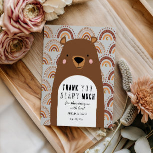Carte De Remerciements Remerciement de Baby Shower Forêt 'Ours beaucoup'