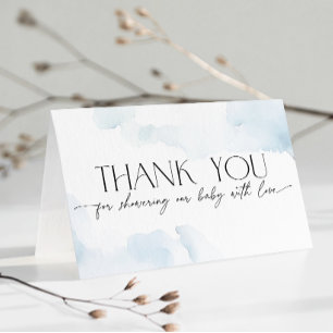 Carte De Remerciements Remerciement de Baby Shower On Cloud Nine Bleu Pou