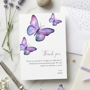 Carte De Remerciements Remerciement de Baby Shower Papillon Minimaliste S