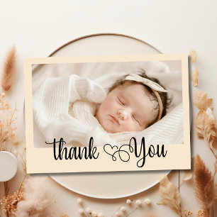 Carte De Remerciements Remerciement de Baby Shower Photo Champagne Luxueu