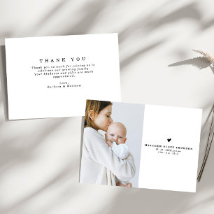 Carte De Remerciements Remerciement de Baby Shower Photo Minimaliste Pur