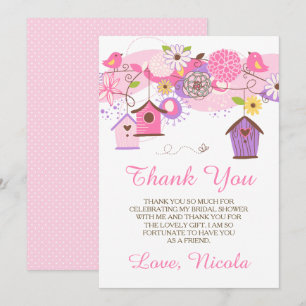 Carte De Remerciements Remerciement de Baby Shower Rose et Violet